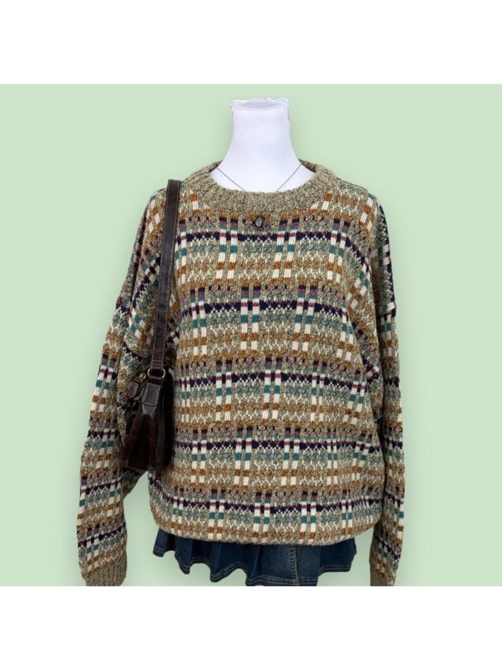 90s checkered indie boho sweater